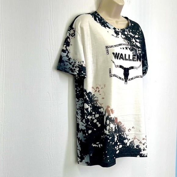 Gildan - Morgan Wallen Cowboy Steer Skull Leppard Bleach T Shirt Size Medium - Picture 5 of 10